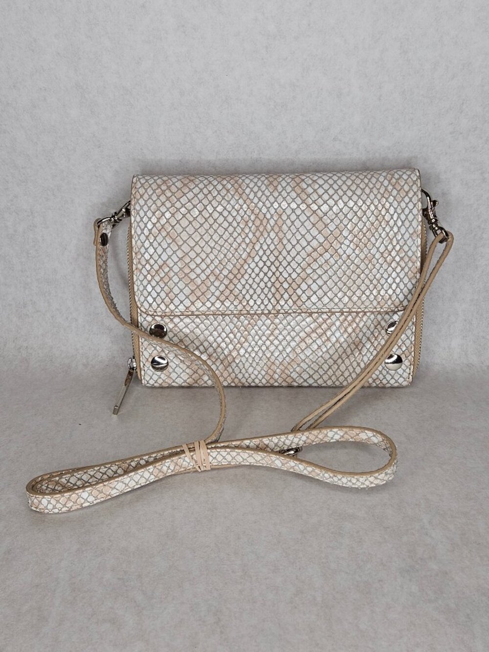 Hammitt Snakeskin White Beige Clutch Crossbody Purse